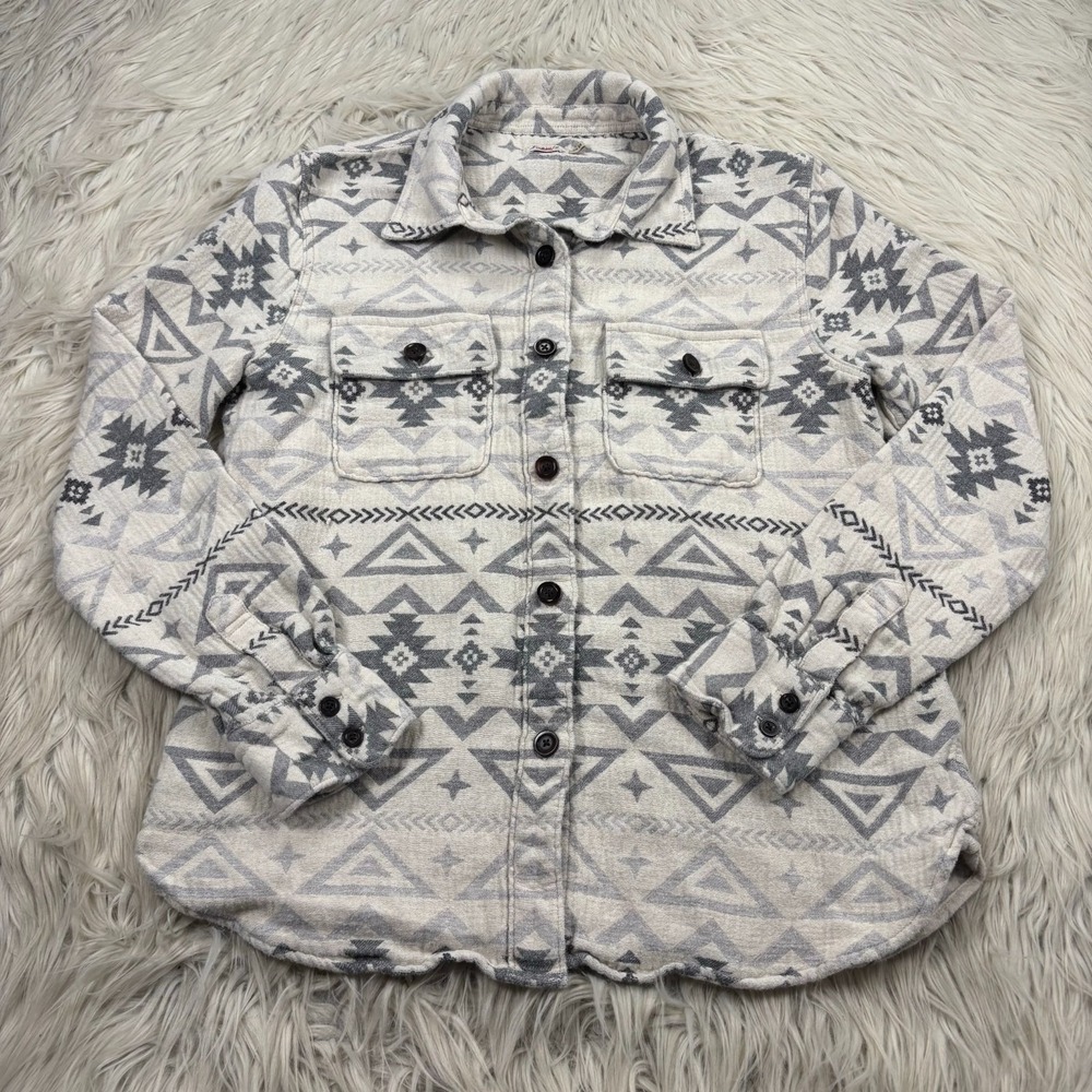 Faherty x Doug Good Women's XS Organic Cotton Feather Overshirt Ivory North Star